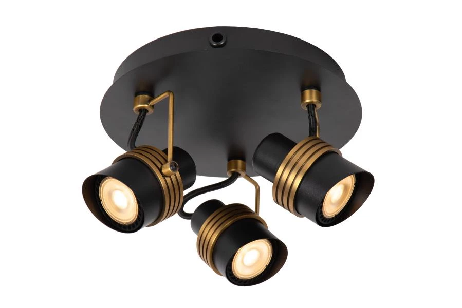 Lucide TUNDRAN - Spot plafond - Ø 21 cm - 3xGU10 - Noir - éteint